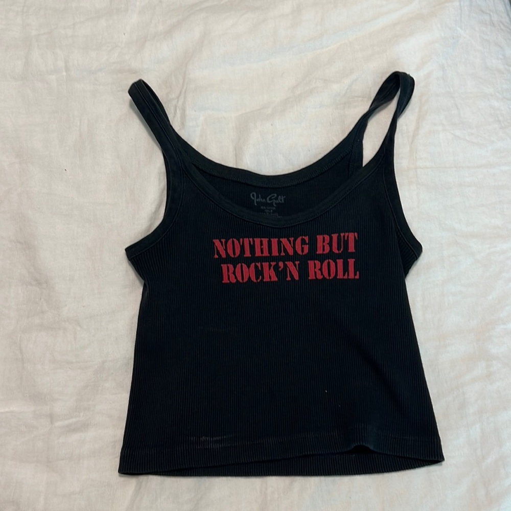 NOTHING BUT ROCK’N ROLL Pacsun crop top John Galt black and red